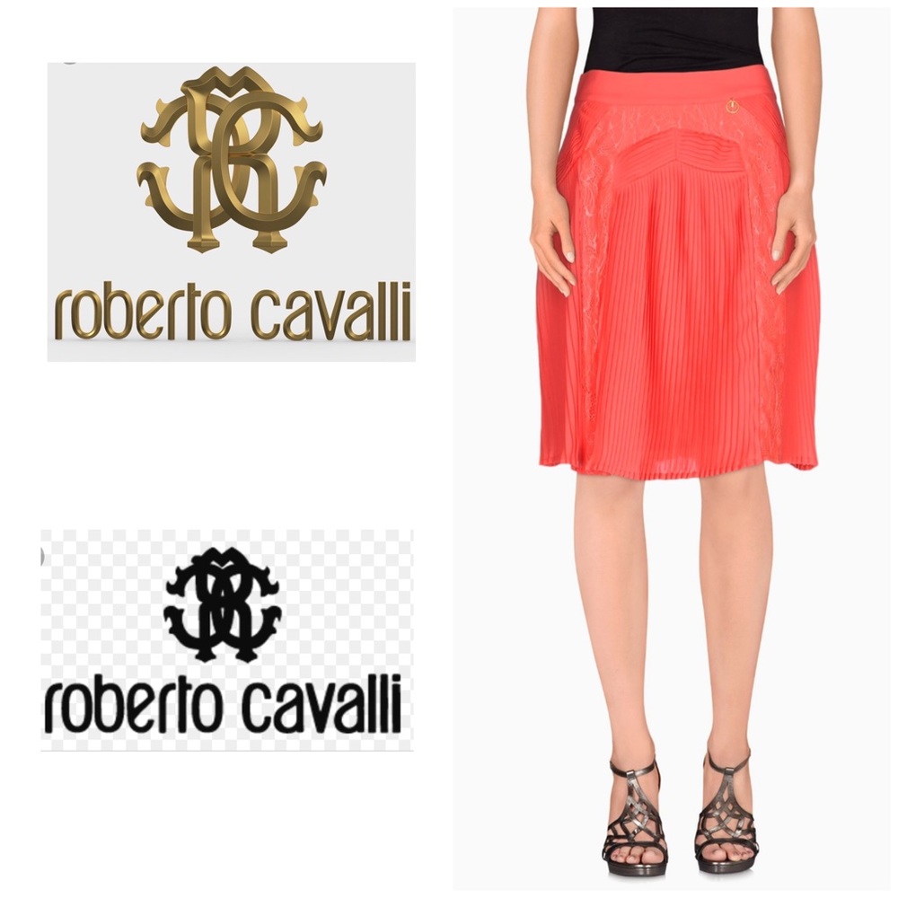 Roberto Cavalli coral pleated  skirt
